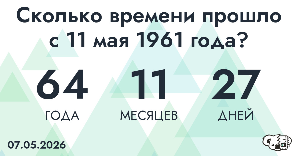 Сколько времени прошло с 11 мая 1961 года