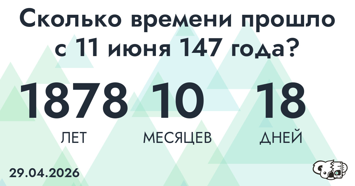 Сколько времени прошло с 11 июня 147 года