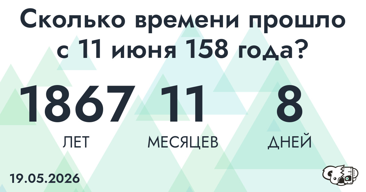 Сколько времени прошло с 11 июня 158 года