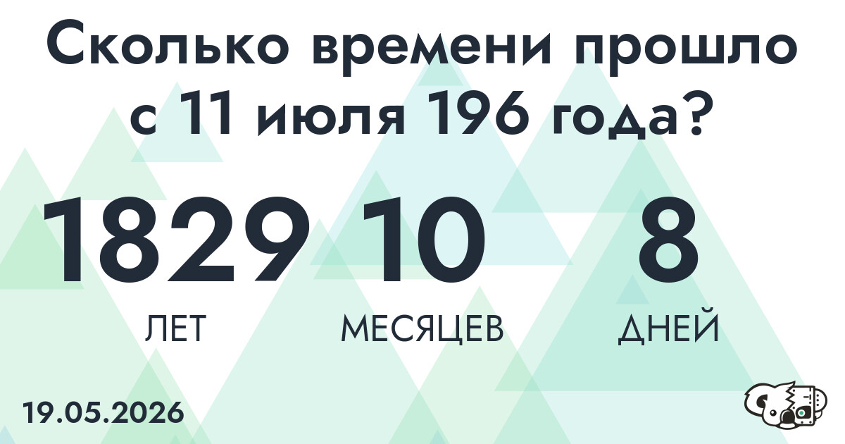 Сколько времени прошло с 11 июля 196 года