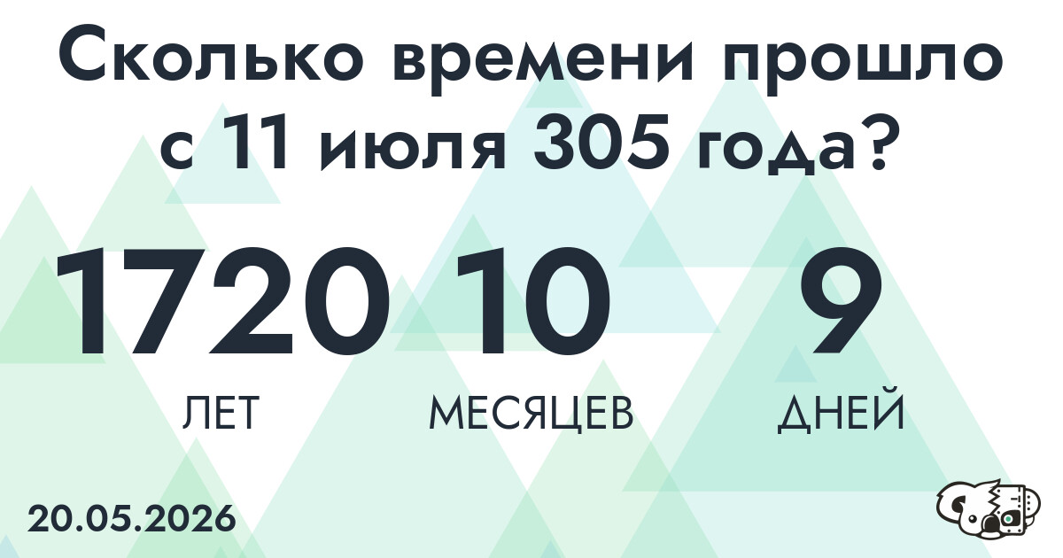 Сколько времени прошло с 11 июля 305 года