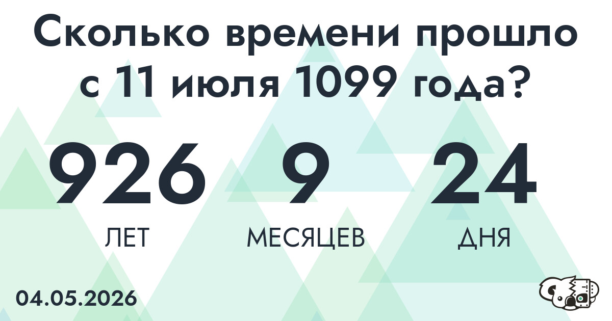 Сколько времени прошло с 11 июля 1099 года
