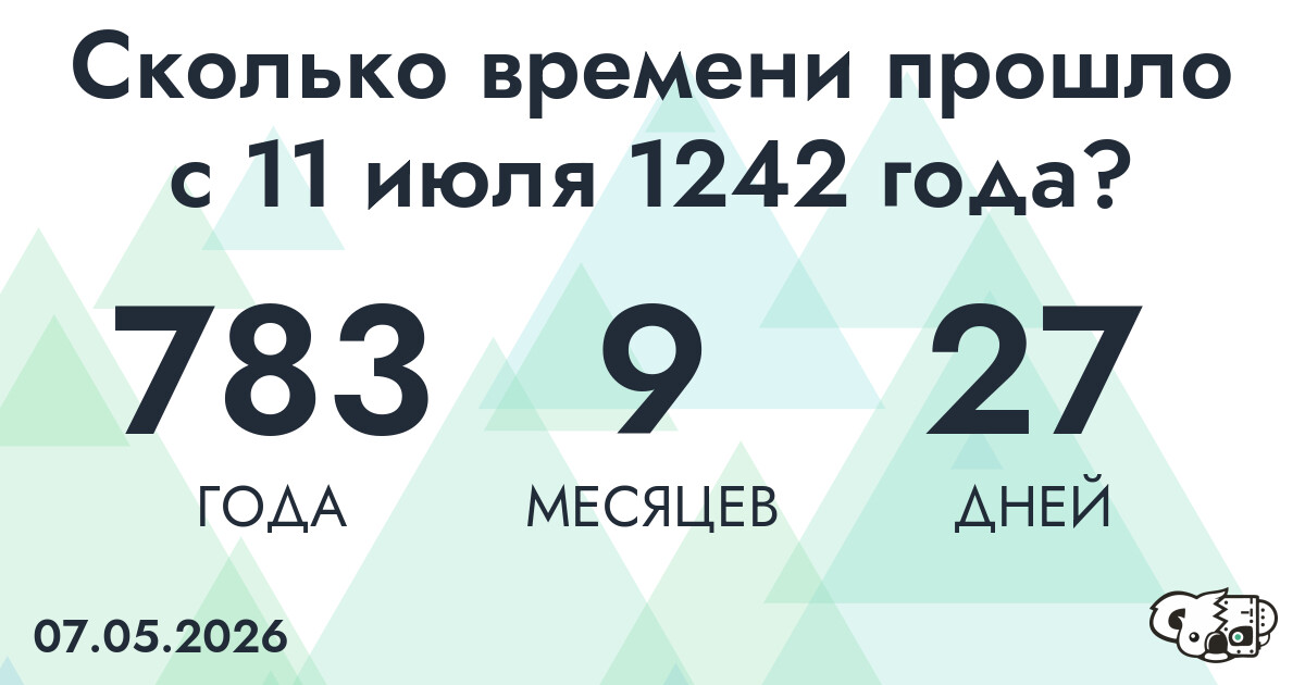 Сколько времени прошло с 11 июля 1242 года