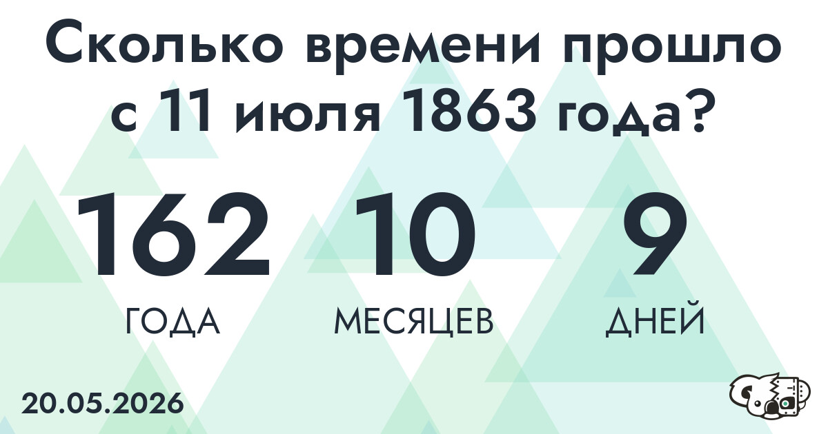 Сколько времени прошло с 11 июля 1863 года