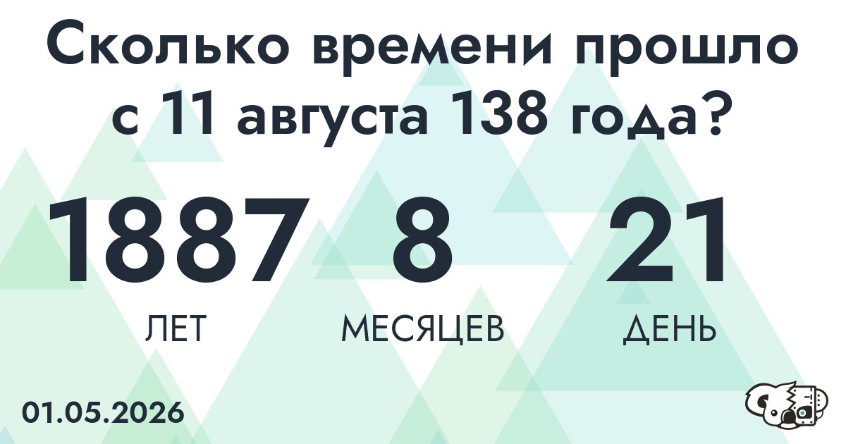 Сколько времени прошло с 11 августа 138 года