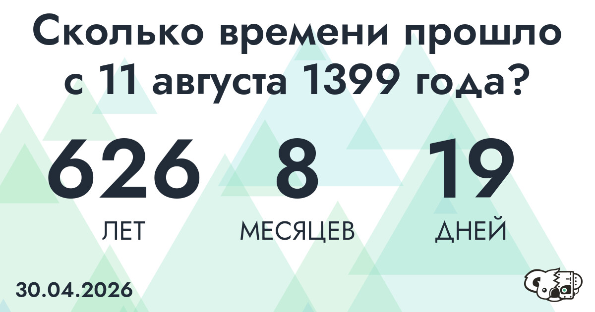 Сколько времени прошло с 11 августа 1399 года