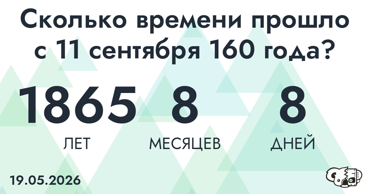 Сколько времени прошло с 11 сентября 160 года