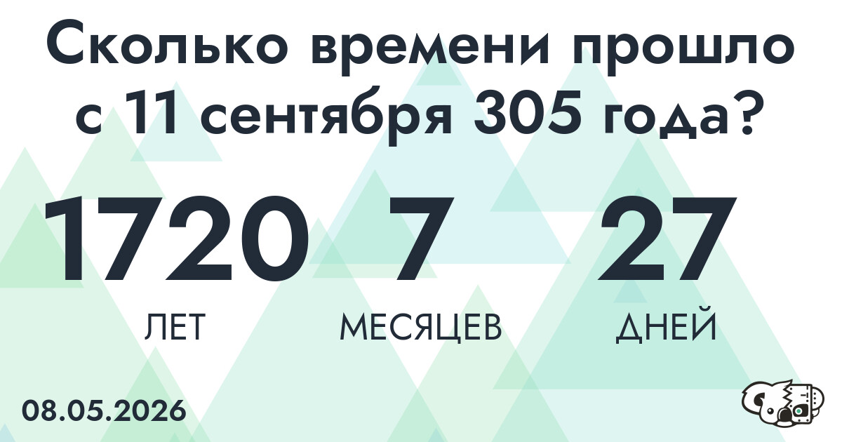 Сколько времени прошло с 11 сентября 305 года
