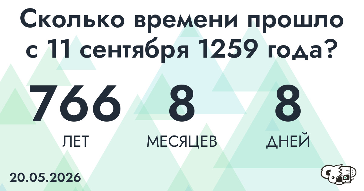 Сколько времени прошло с 11 сентября 1259 года