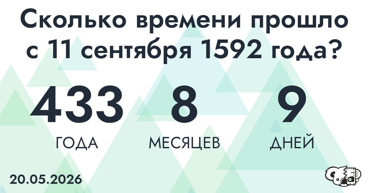 Сколько времени прошло с 11 сентября 1592 года