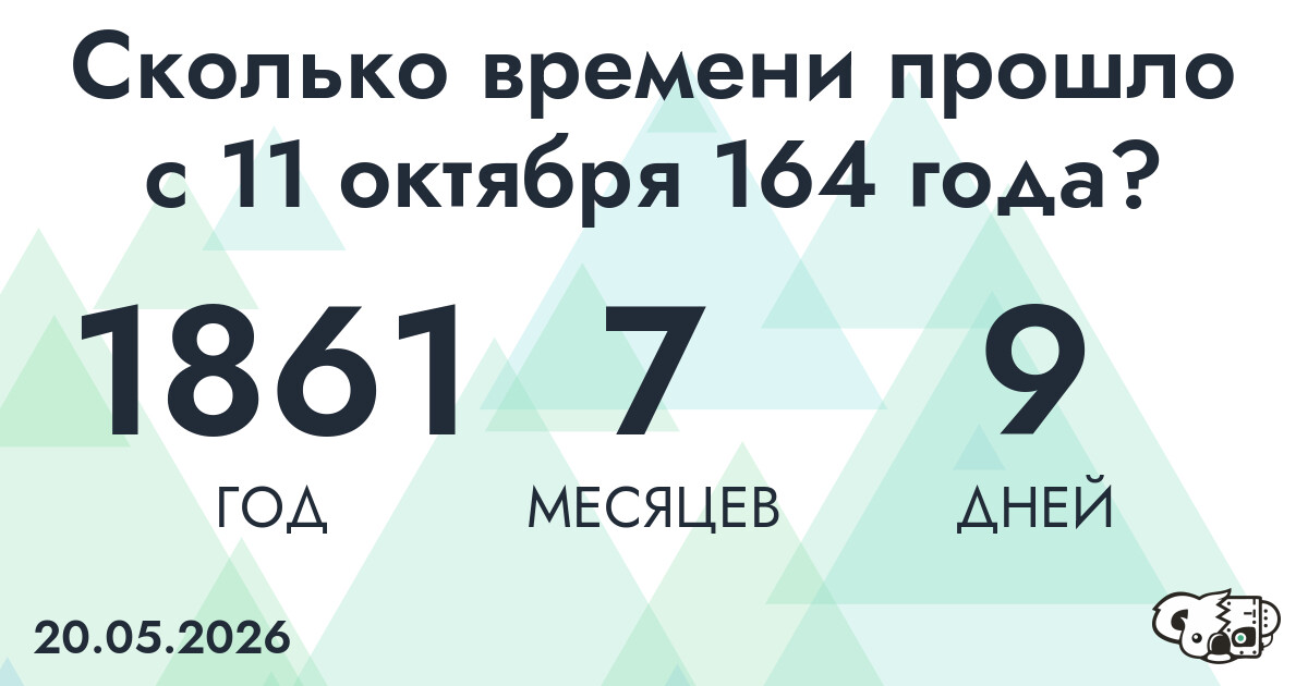 Сколько времени прошло с 11 октября 164 года