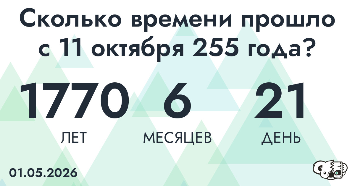 Сколько времени прошло с 11 октября 255 года