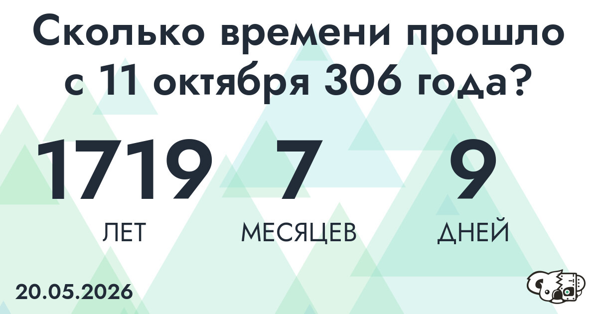 Сколько времени прошло с 11 октября 306 года