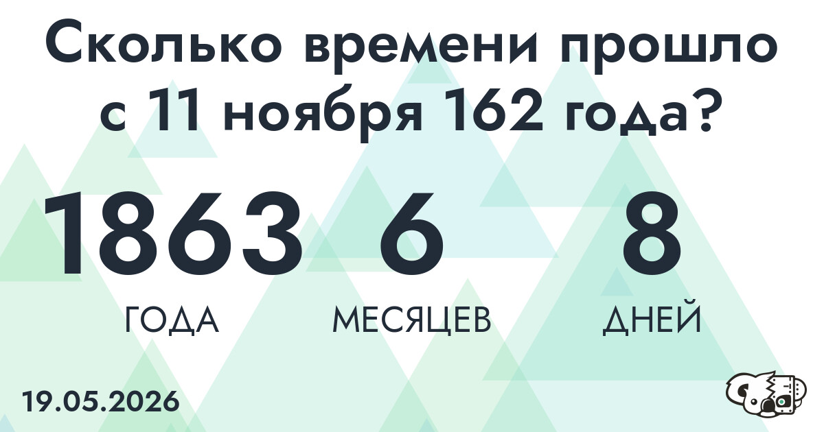Сколько времени прошло с 11 ноября 162 года