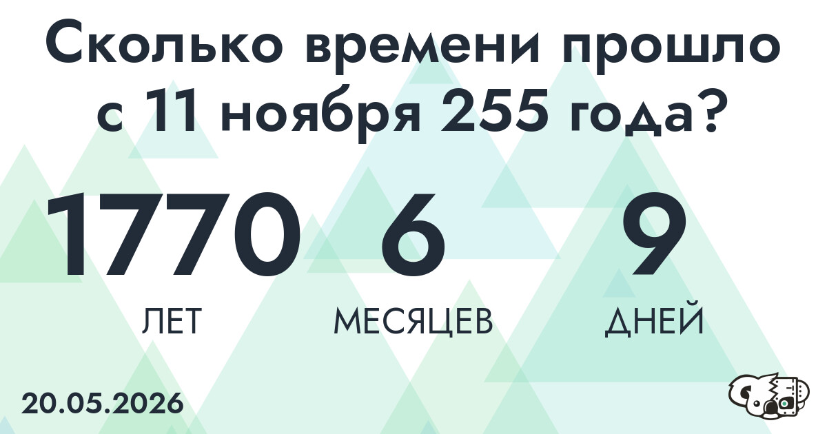 Сколько времени прошло с 11 ноября 255 года