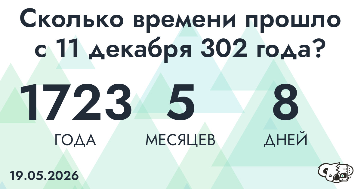 Сколько времени прошло с 11 декабря 302 года