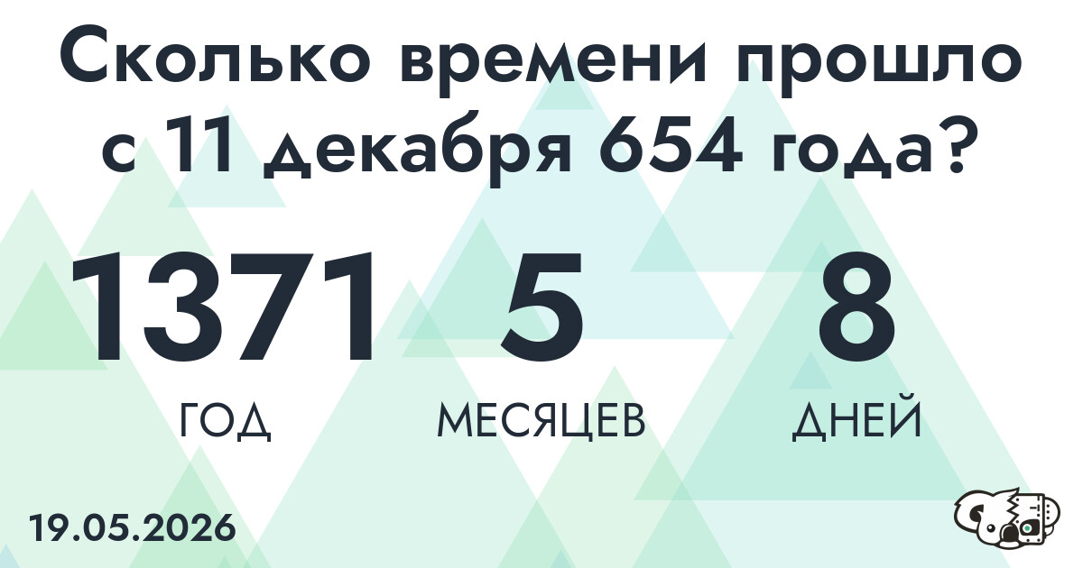 Сколько времени прошло с 11 декабря 654 года