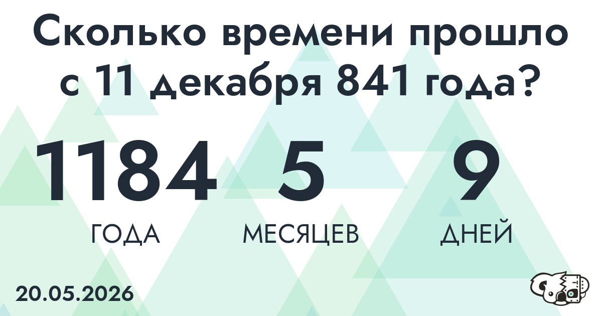 Сколько времени прошло с 11 декабря 841 года