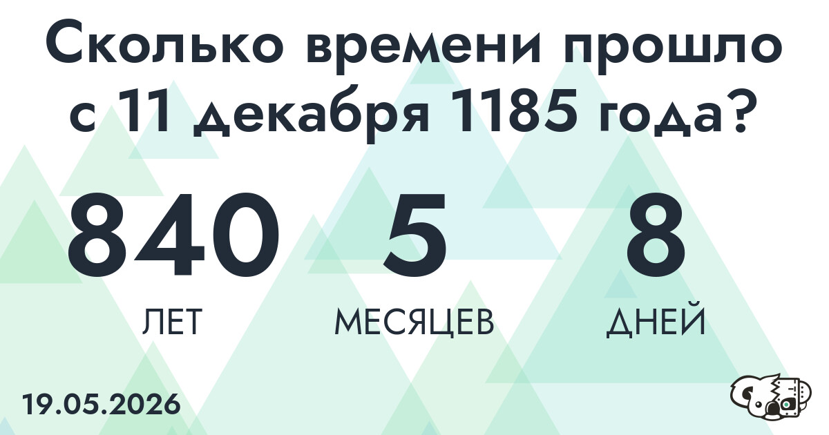 Сколько времени прошло с 11 декабря 1185 года