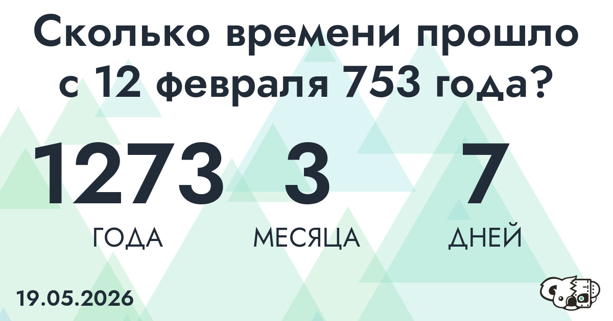 Сколько времени прошло с 12 февраля 753 года