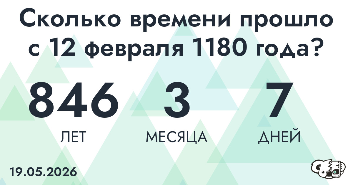 Сколько времени прошло с 12 февраля 1180 года