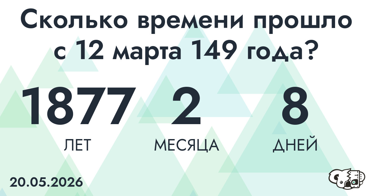 Сколько времени прошло с 12 марта 149 года