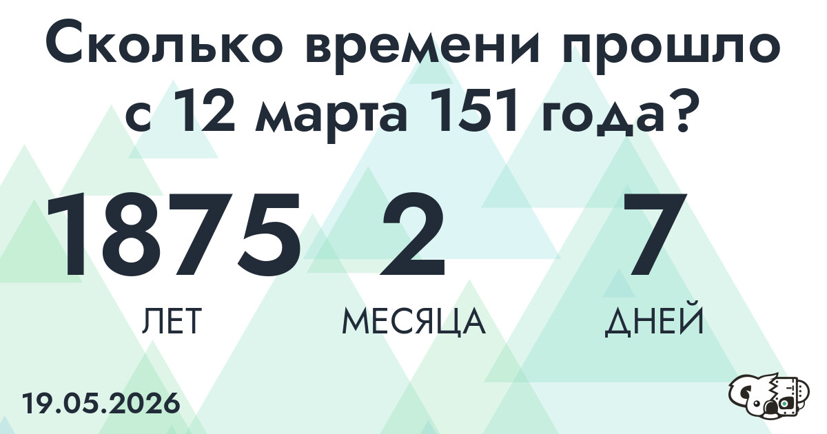 Сколько времени прошло с 12 марта 151 года