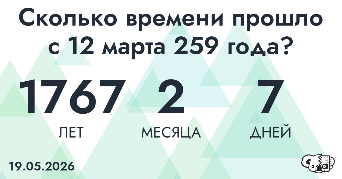 Сколько времени прошло с 12 марта 259 года