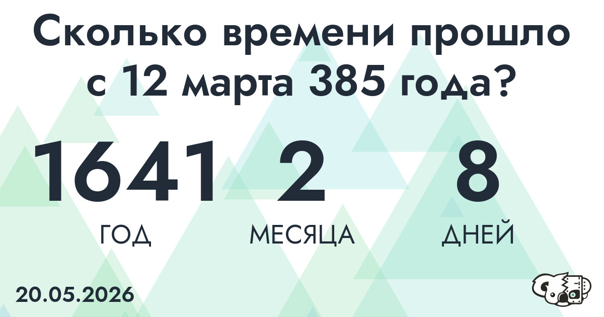 Сколько времени прошло с 12 марта 385 года