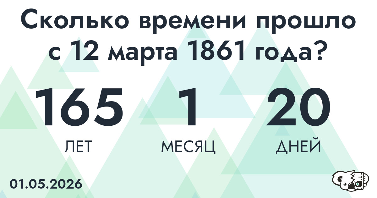 Сколько времени прошло с 12 марта 1861 года