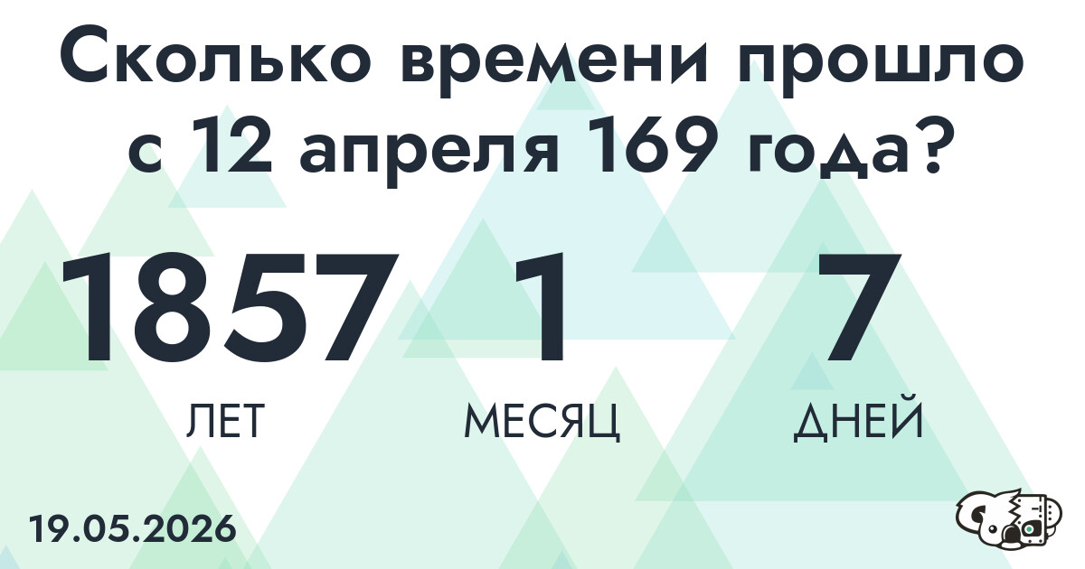 Сколько времени прошло с 12 апреля 169 года