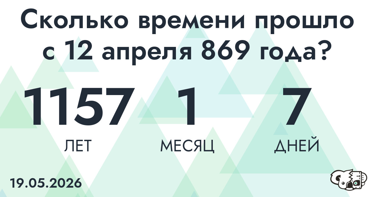 Сколько времени прошло с 12 апреля 869 года