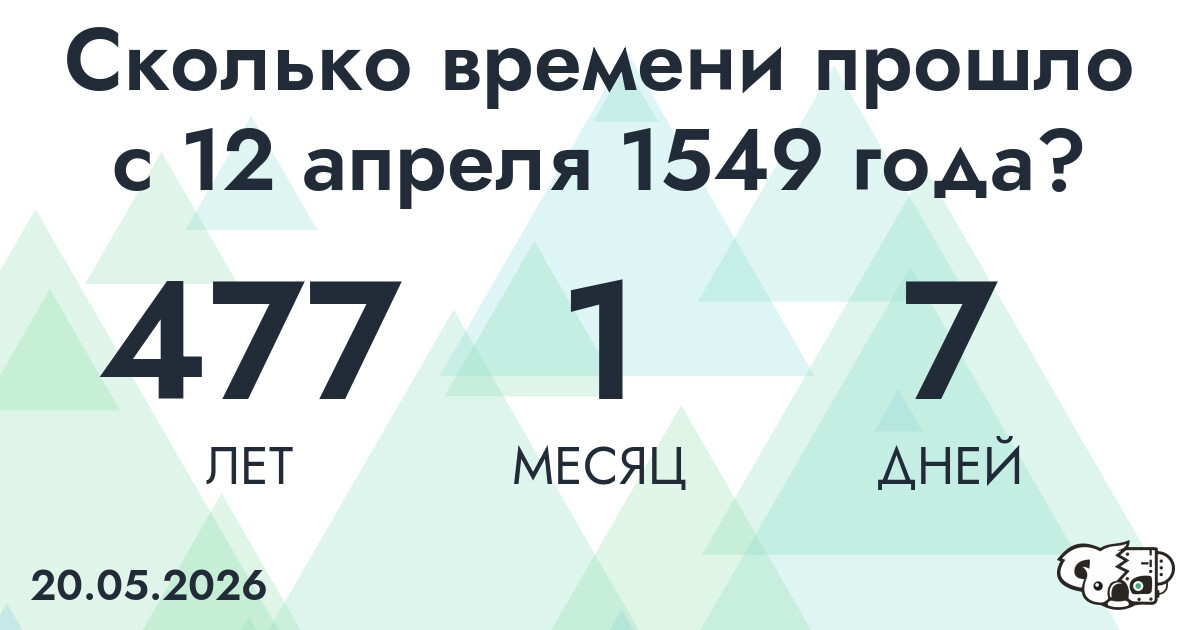 Сколько времени прошло с 12 апреля 1549 года