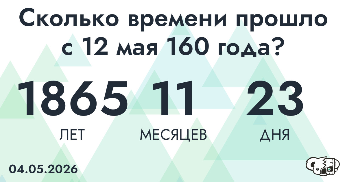 Сколько времени прошло с 12 мая 160 года
