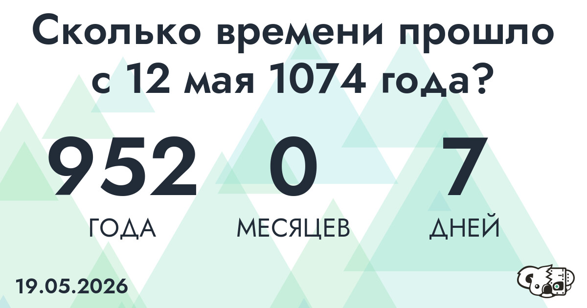 Сколько времени прошло с 12 мая 1074 года