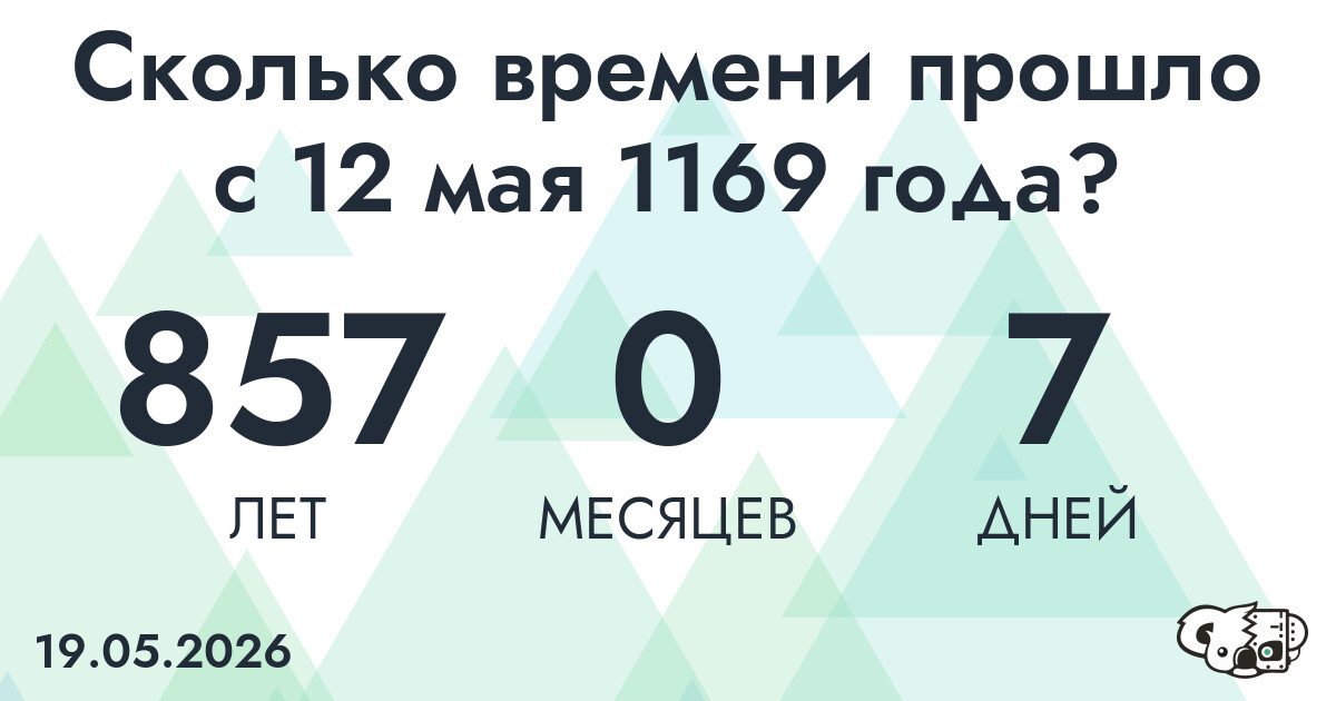 Сколько времени прошло с 12 мая 1169 года