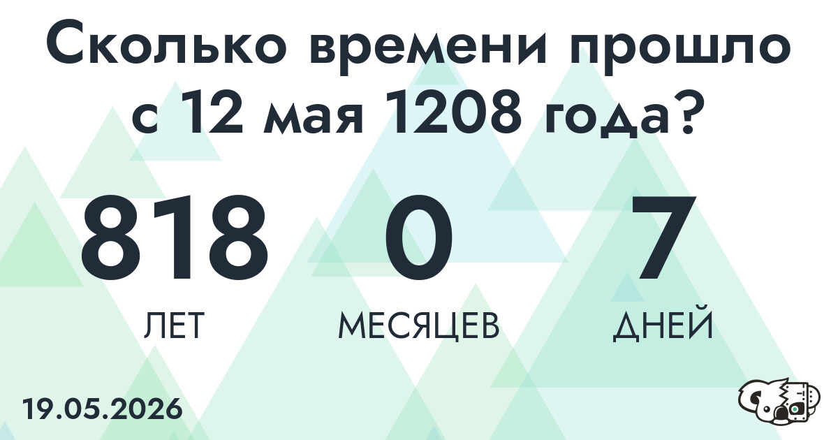 Сколько времени прошло с 12 мая 1208 года