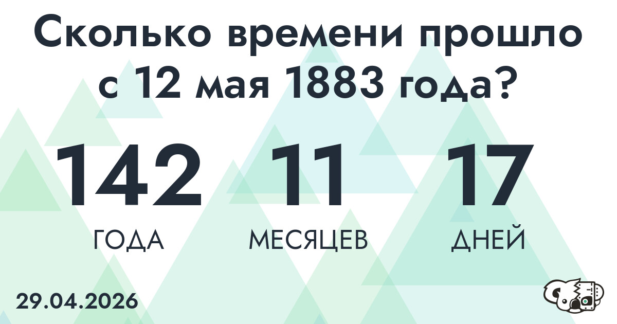 Сколько времени прошло с 12 мая 1883 года