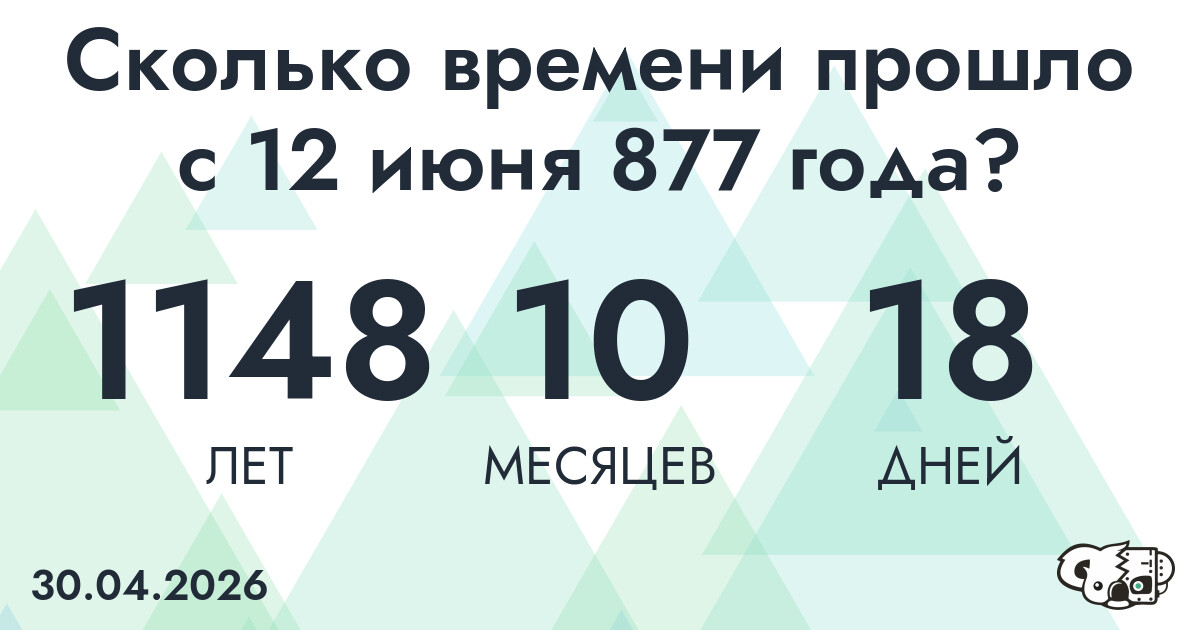 Сколько времени прошло с 12 июня 877 года