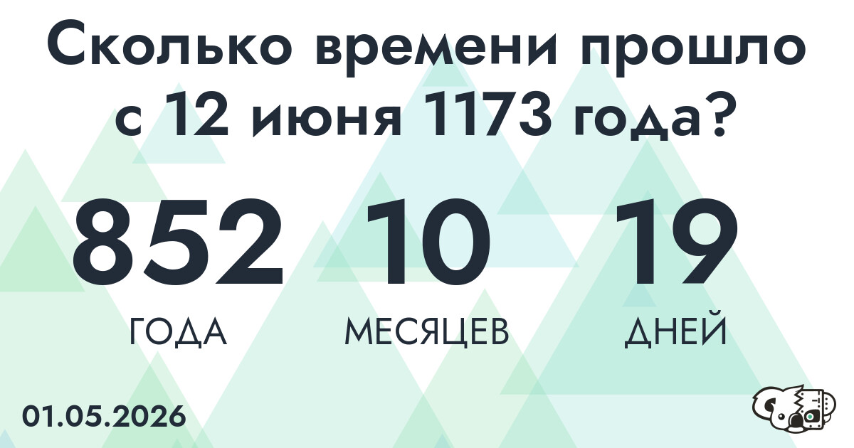 Сколько времени прошло с 12 июня 1173 года