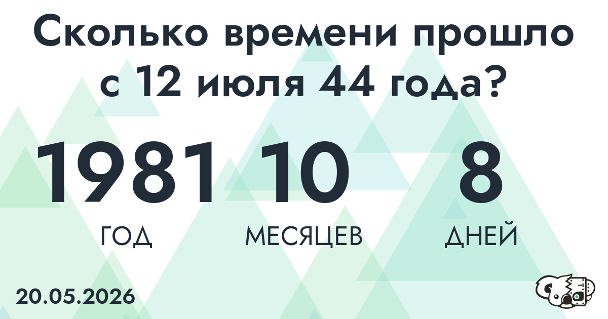 Сколько времени прошло с 12 июля 44 года