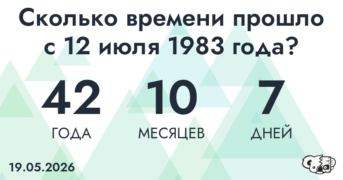 Сколько времени прошло с 12 июля 1983 года