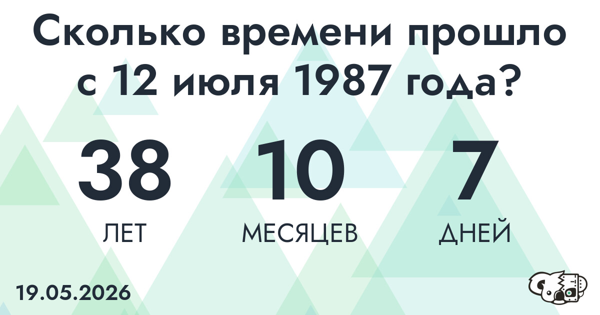 Сколько времени прошло с 12 июля 1987 года