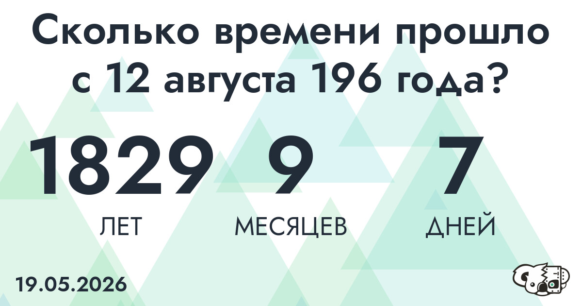 Сколько времени прошло с 12 августа 196 года