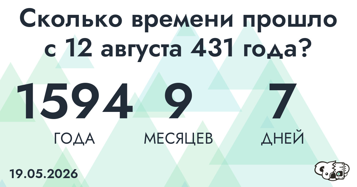 Сколько времени прошло с 12 августа 431 года