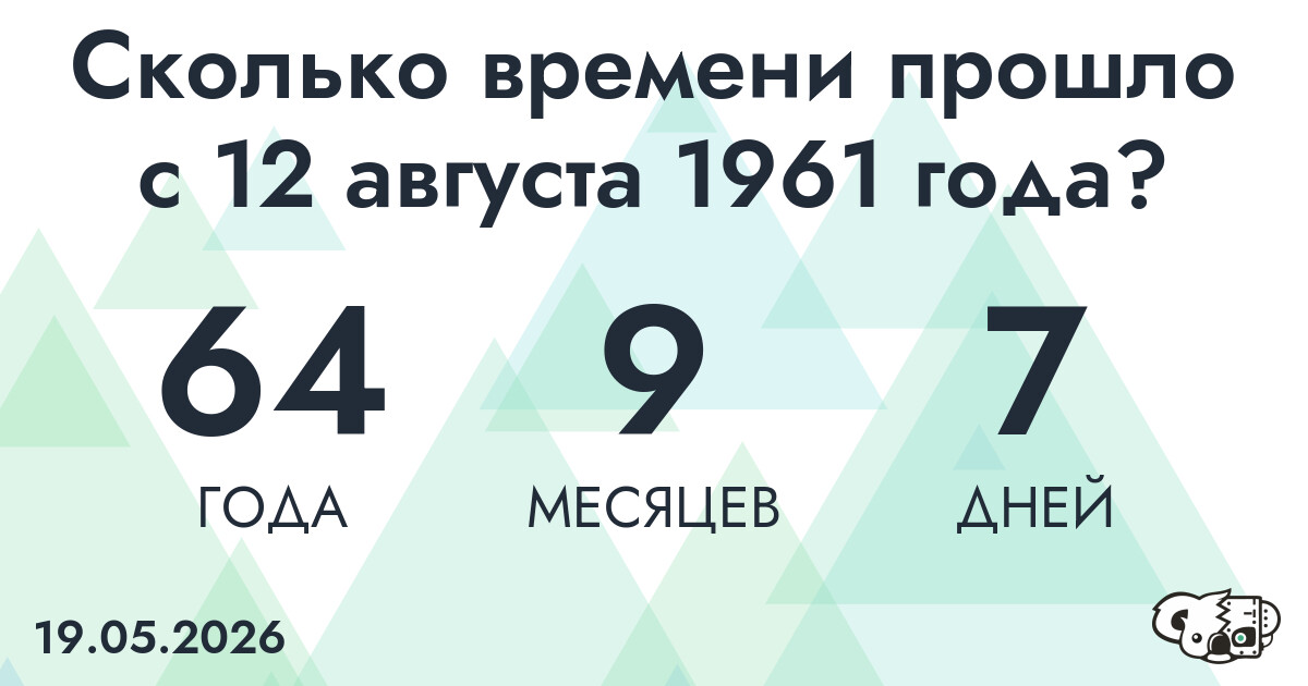 Сколько времени прошло с 12 августа 1961 года
