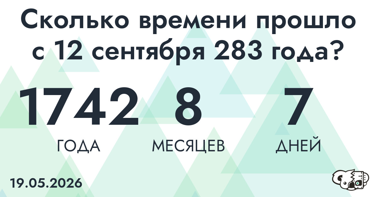 Сколько времени прошло с 12 сентября 283 года