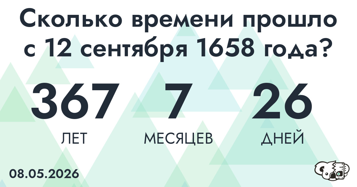 Сколько времени прошло с 12 сентября 1658 года