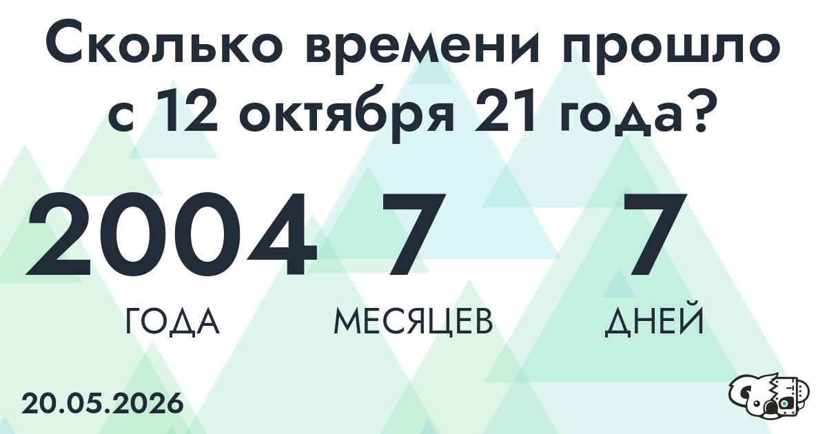 Сколько времени прошло с 12 октября 21 года