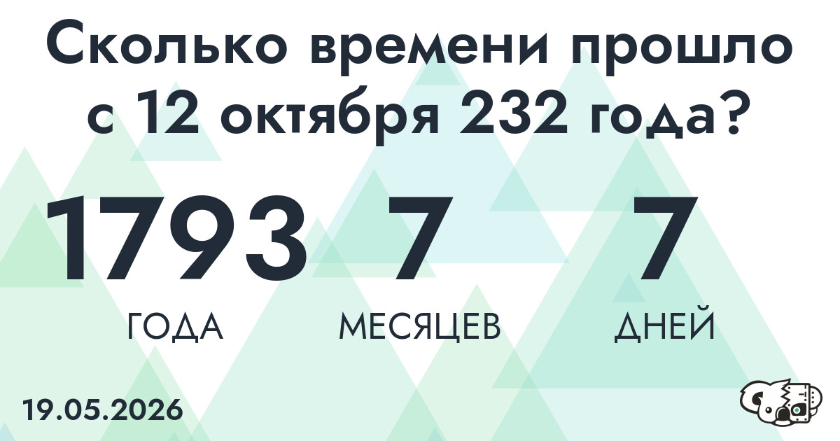 Сколько времени прошло с 12 октября 232 года